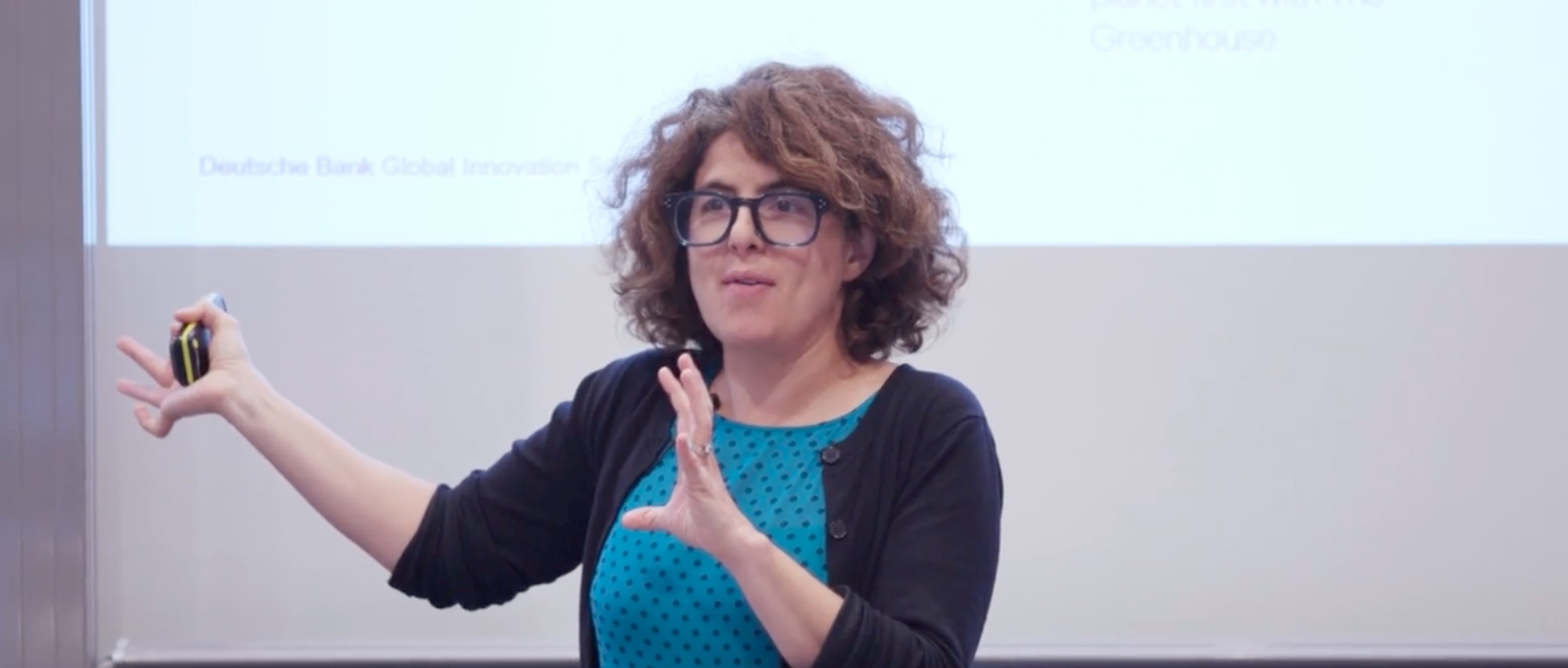 Dr Alyssa Gilbert, Director of Innovation at the Grantham Institute, addressing the 2024 Deutsche Bank Global Innovation Summit