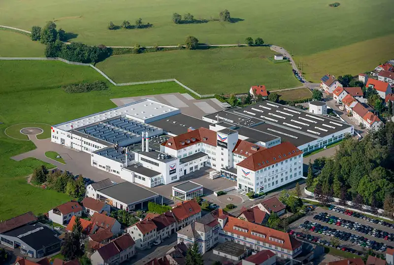 Aerial photo of Trigema's "Werk 1" factory in Burladingen, Baden-Württemberg 