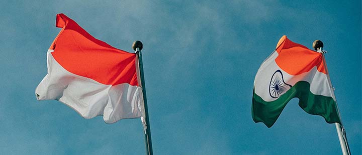 Indonesia and India flags