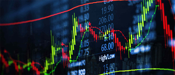 Candlestick graph showing price changes