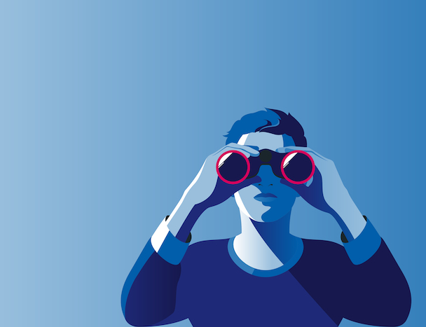 Illustration of person with binoculars