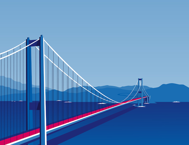 Illustration of a suspension bridge