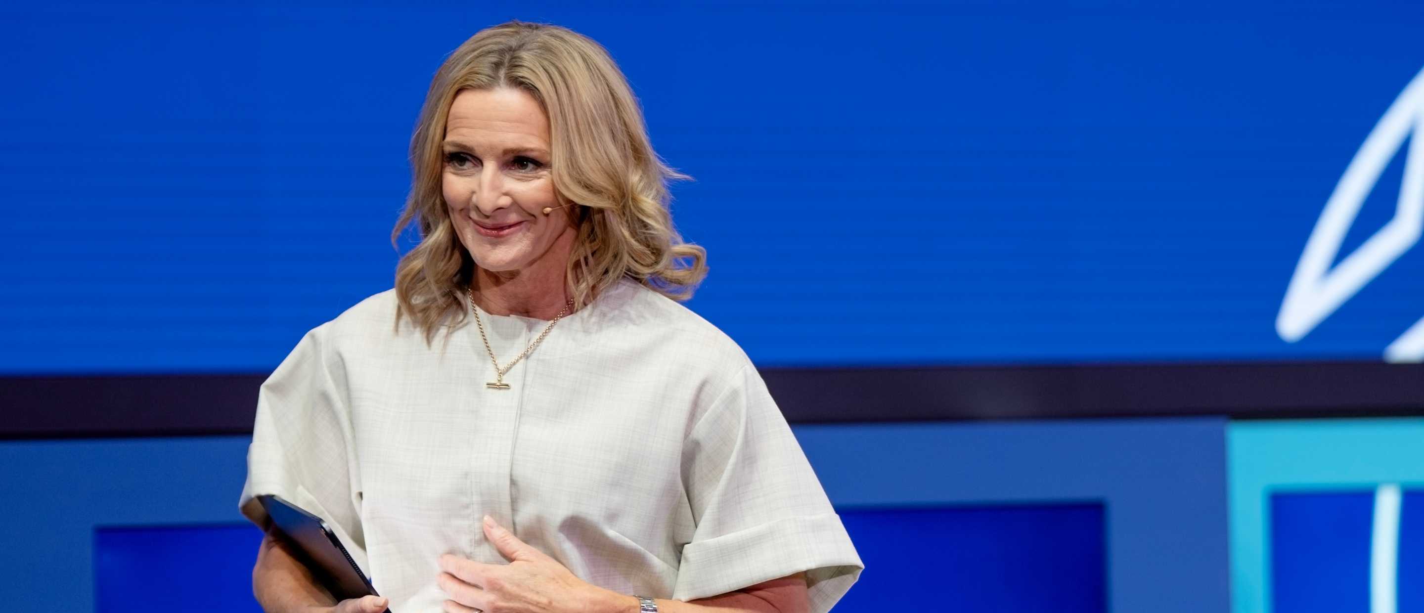  Olympic gymnast and seasoned TV presenter Gabby Logan OBE